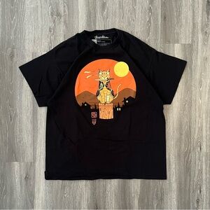 Vintage Boxy Heavyweight Samurai Cat Graphic Tee Size Men's L/XL
